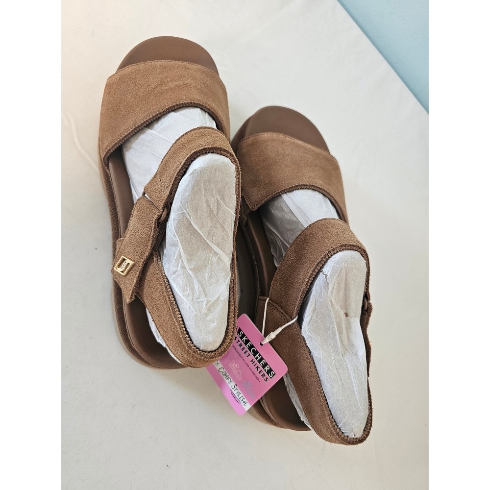 [Gorpcore] Skechers Street Hiker Sandals Womens 10 Chestnut Suede Platform Brown - Picture 2 of 7